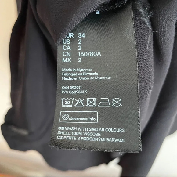 H&M semi sheer black button down collared  shirt / blouse 2 - Picture 6 of 8